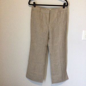 MICHAEL KORS NATURAL LINEN WIDE LEG PANTS IN SIZE 6